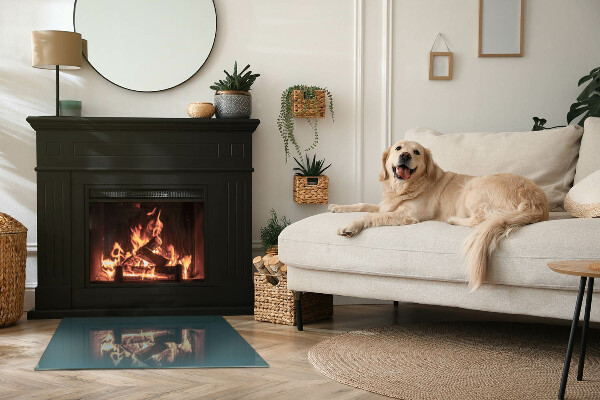 Rechteckige Funkenschutzplatte aus Glas Meeresfarbe