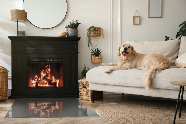 Rechteckige Glasplatte für Kamin Farbe: Graubraun