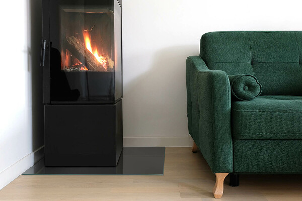 Rechteckige Glasplatte für Kamin Farbe: Graubraun