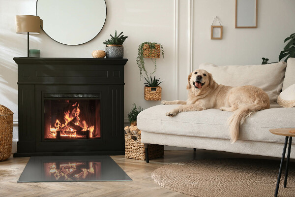 Rechteckige Glasplatte für Kamin Farbe: Graubraun