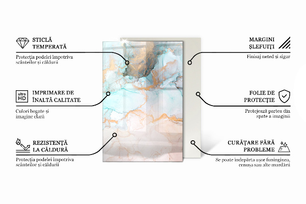 Rechteckige Funkenschutzplatte aus Glas Farbe: Dunkelblau