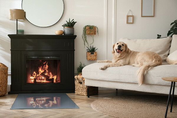 Rechteckige Funkenschutzplatte aus Glas Farbe: Dunkelblau