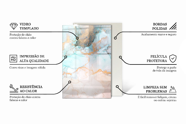 Rechteckige Funkenschutzplatte aus Glas Farbe Graugrün