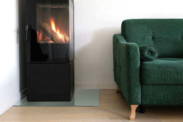 Rechteckige Glasplatte für Kamin Farbe Hellgrün