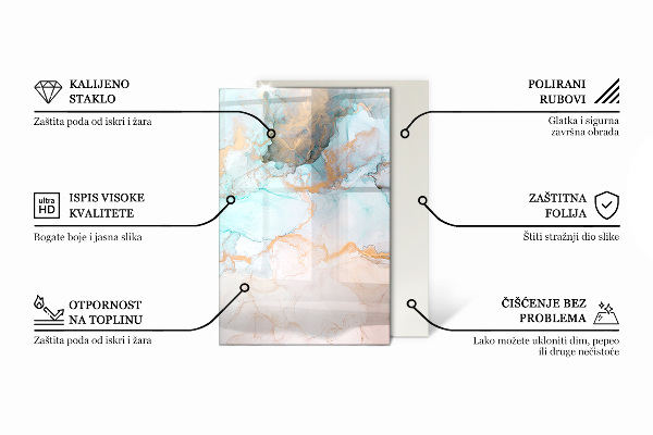 Rechteckige Funkenschutzplatte aus Glas Farbe Braun
