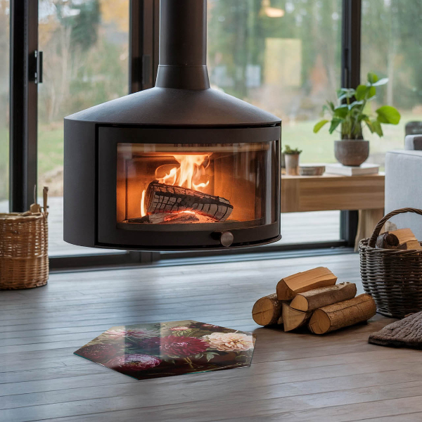 Sechseckige Bodenplatte Glas für Ofen Blumenstrauß im Detail