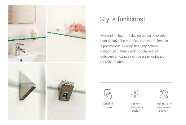 Glasablage für Badezimmer 40x13 cm