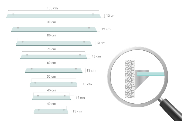 Glasablage für Badezimmer 50x13 cm