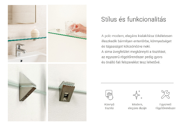 Badezimmer Glasregal 60x13 cm