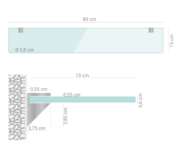 Badezimmer Glasregal 80x13 cm