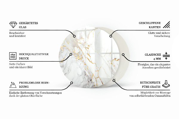 Runde glasplatte für tisch Reinweiß