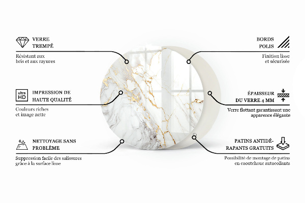 Runde glasplatte für tisch Reinweiß