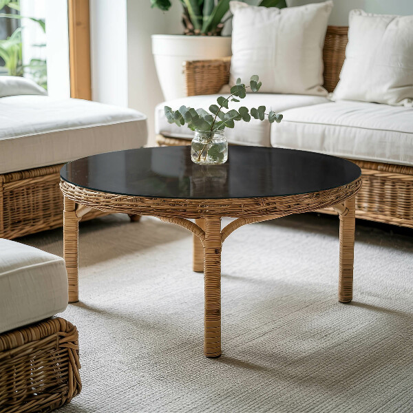 Runde glasplatte für tisch Elegantes Schwarz.