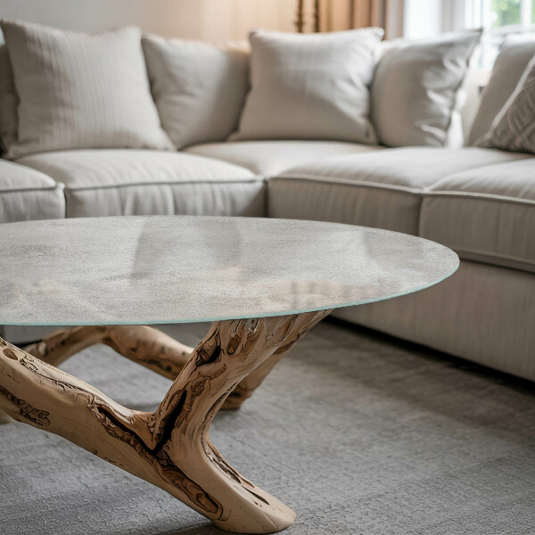 Runde glasplatte für tisch Kratzer auf der Betonoberfläche