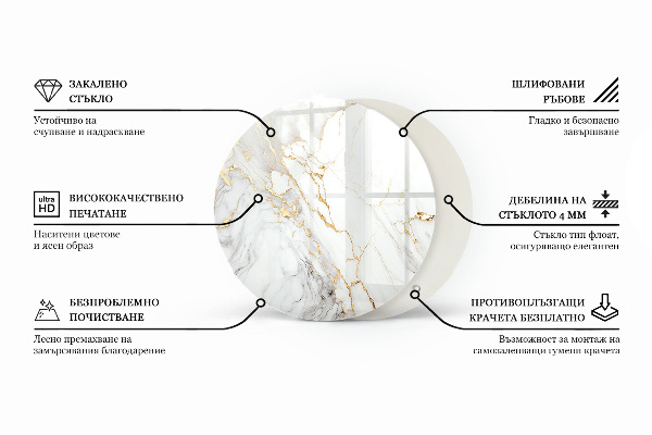 Runde glasplatte für tisch Feine Marmoradern