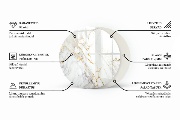 Runde glasplatte für tisch Feine Marmoradern