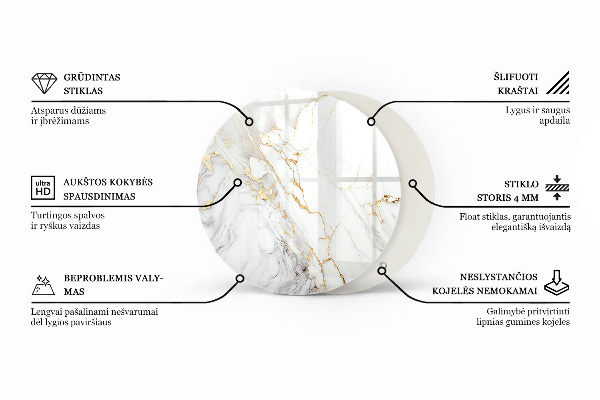 Runde glasplatte für tisch Feine Marmoradern