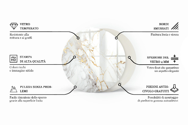 Runde glasplatte für tisch Steintexturmotiv