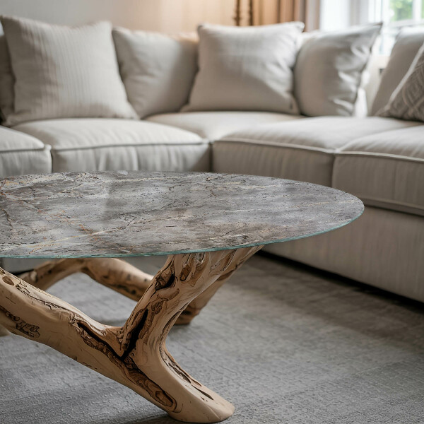 Runde glasplatte für tisch Stilvolles Marmormuster