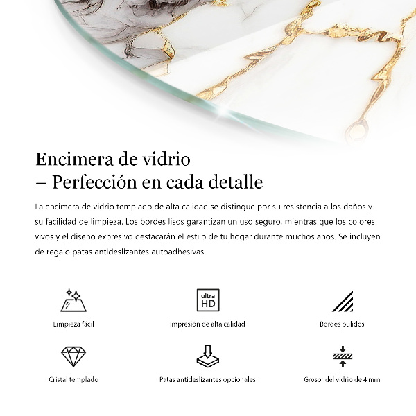 Runde glasplatte für tisch Stilvolles Marmormuster