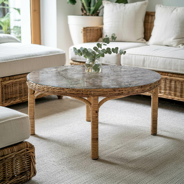 Runde glasplatte für tisch Stilvolles Marmormuster