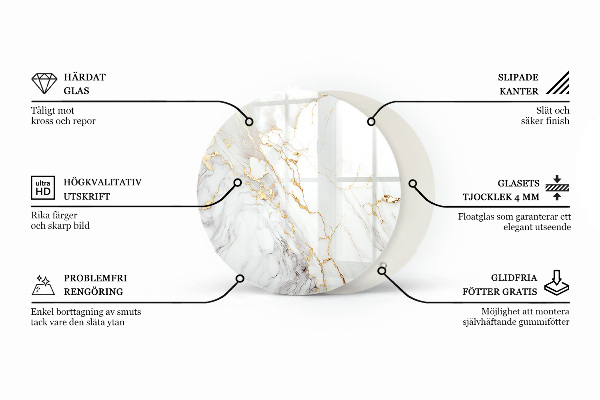 Runde glasplatte für tisch Stilvolles Marmormuster