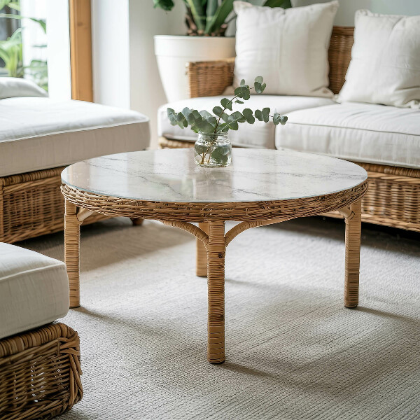 Runde glasplatte für tisch Muster, das Marmor imitiert