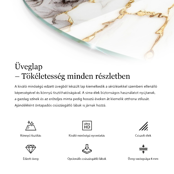 Runde glasplatte für tisch Muster, das Marmor imitiert