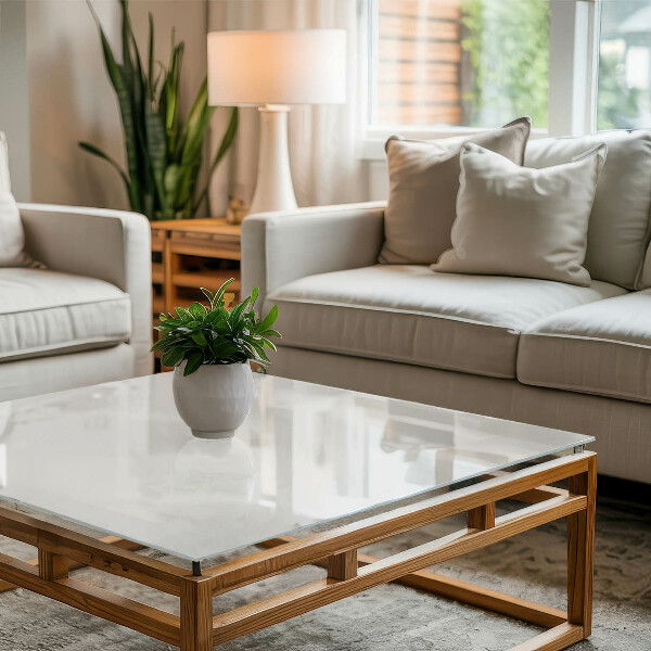 Rechteckige tischplatte glas Reinweiß