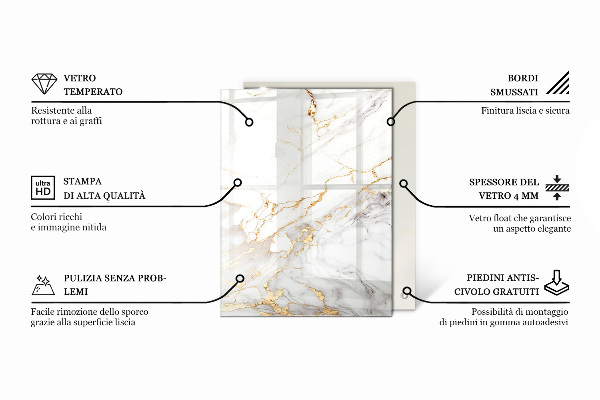 Rechteckige tischplatte glas Marmor-Grafikkomposition