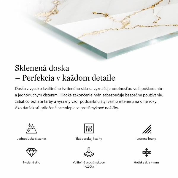 Rechteckige tischplatte glas Stilvolles Marmormuster