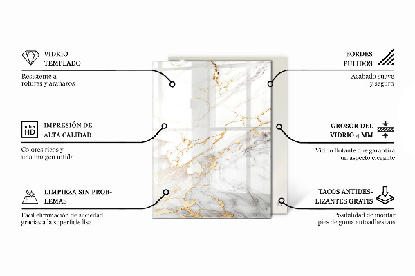 Rechteckige tischplatte glas Feine Marmoradern