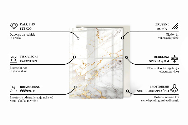 Rechteckige tischplatte glas Feine Marmoradern