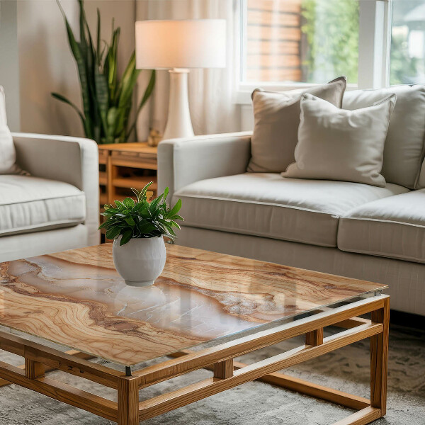 Rechteckige tischplatte glas Holz im Einklang mit Harz