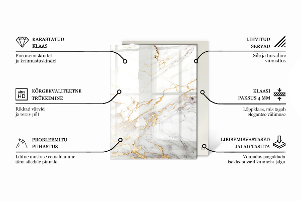 Rechteckige tischplatte glas Marmoradern im Design