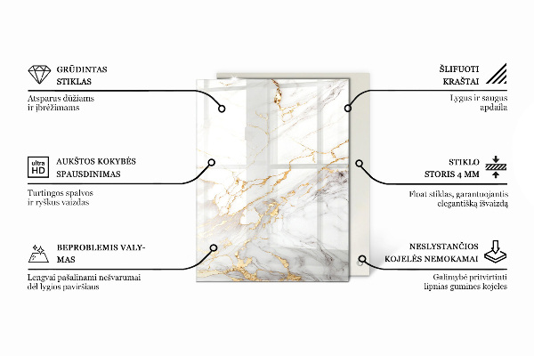 Rechteckige tischplatte glas Marmoradern im Design