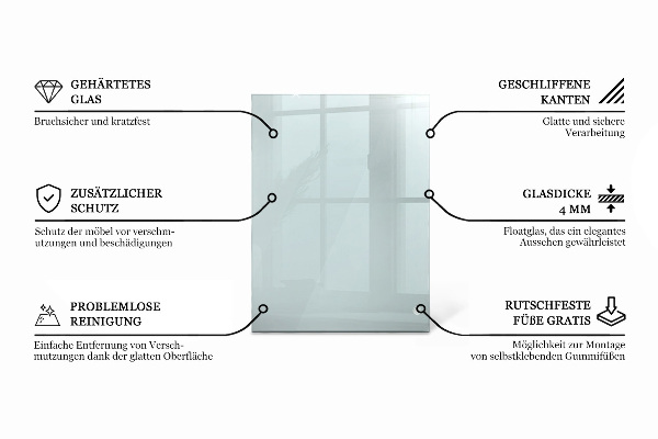 Rechteckige glastischplatte transparent