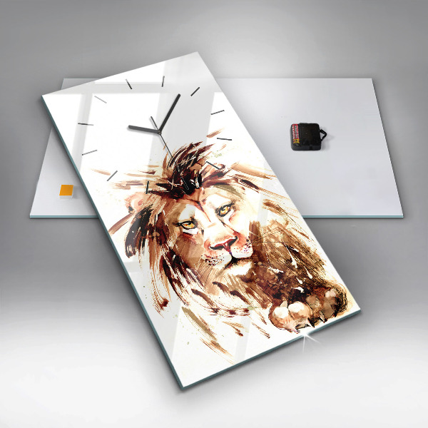 Vertikale Uhr mit motiv Illustration eines braunen Löwen