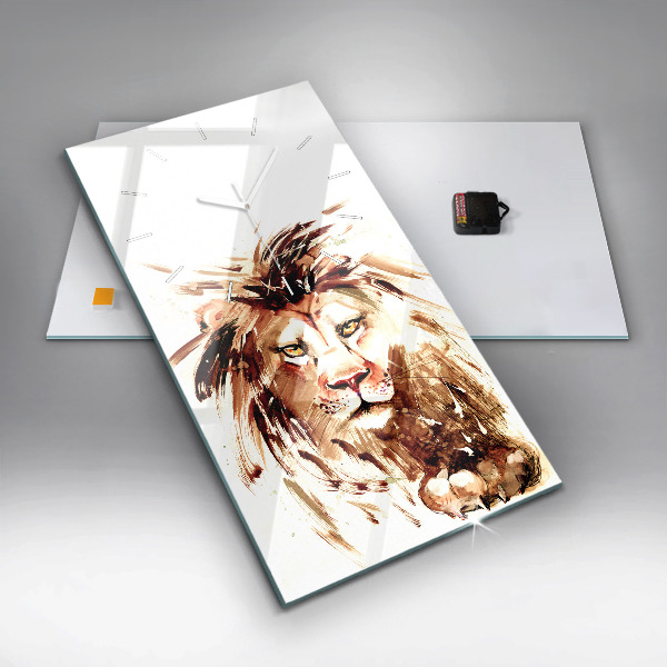 Vertikale Uhr mit motiv Illustration eines braunen Löwen