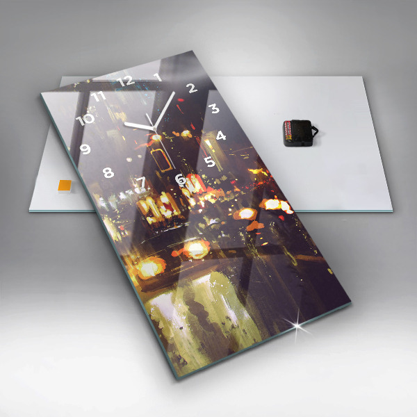 Vertikale Uhr mit motiv Gemalte Stadt