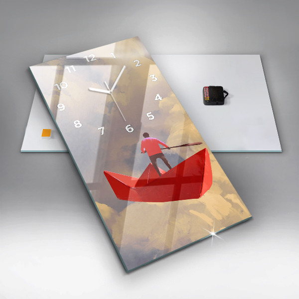 Vertikale Uhr mit motiv Papier-Schiffe