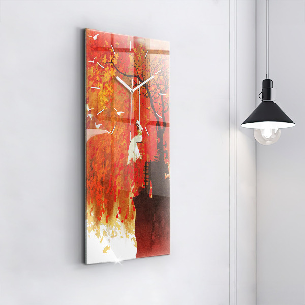 Vertikale Uhr Braut im Herbst