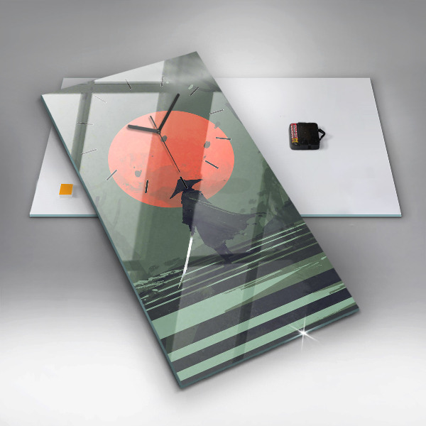 Vertikale Uhr mit motiv Samurai im Wald