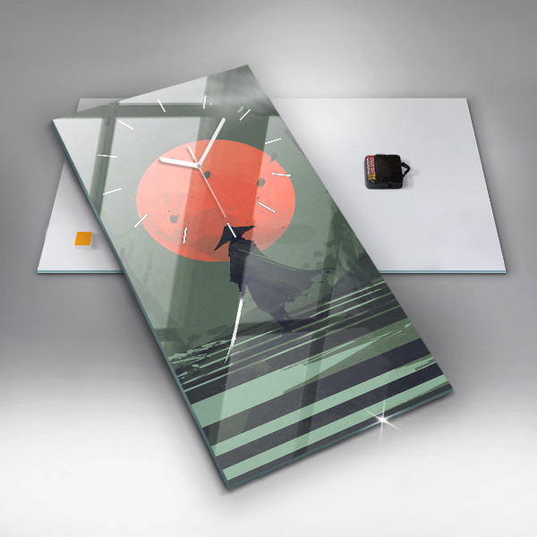 Vertikale Uhr mit motiv Samurai im Wald