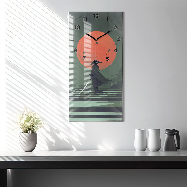 Vertikale Uhr mit motiv Samurai im Wald