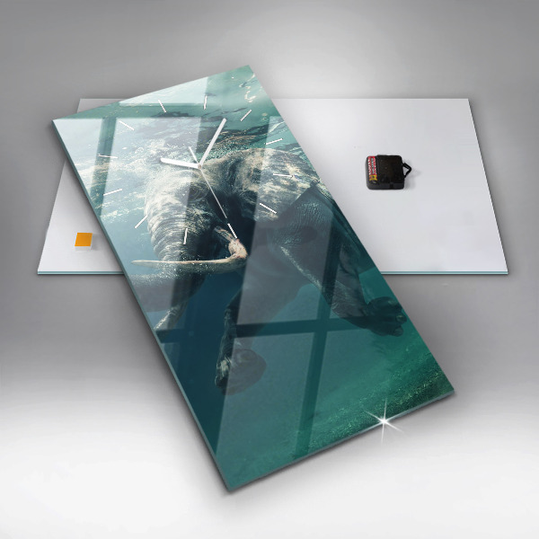 Vertikale Uhr mit motiv Schwimmender Elefant im Ozean