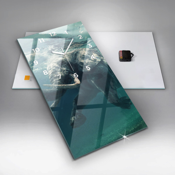 Vertikale Uhr mit motiv Schwimmender Elefant im Ozean