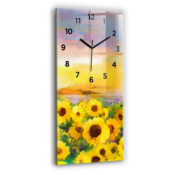 Vertikale Uhr mit motiv Feld mit Sonnenblumen