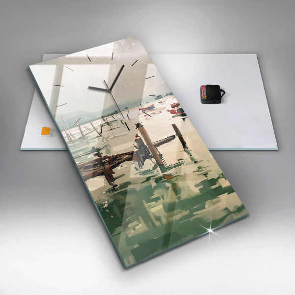 Vertikale Uhr Fischerboote im Hafen