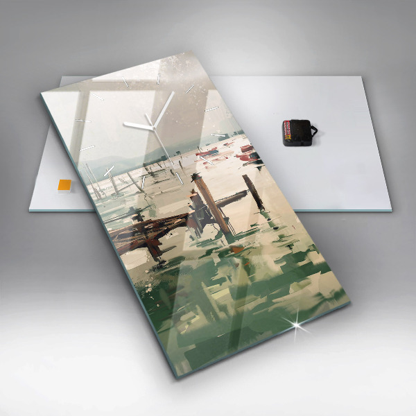 Vertikale Uhr Fischerboote im Hafen